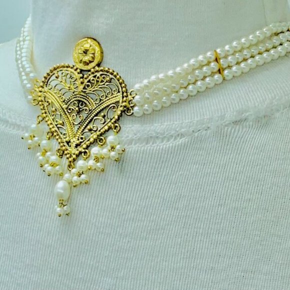 Unique Jewelry Set White Pearls Beaded Choker Necklace With Earrings Jewelry Set - Picture 6 of 10